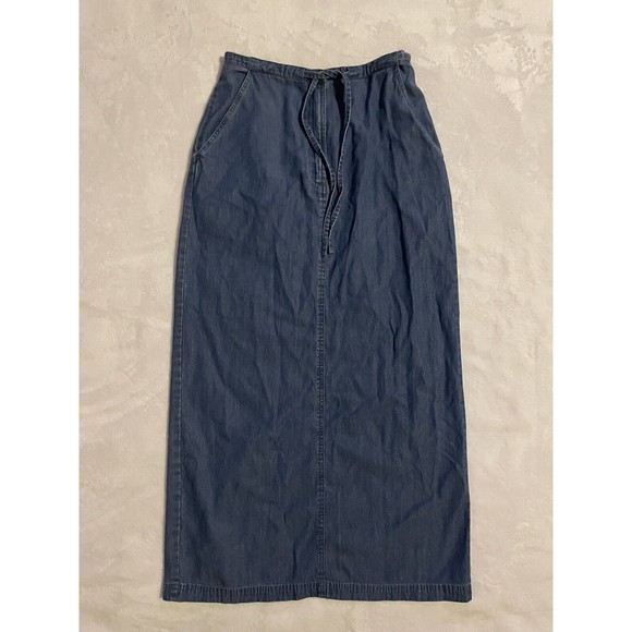 Skirts Northern Isles Long Blue Jean Skirt Womens 8 Back Slit Modest